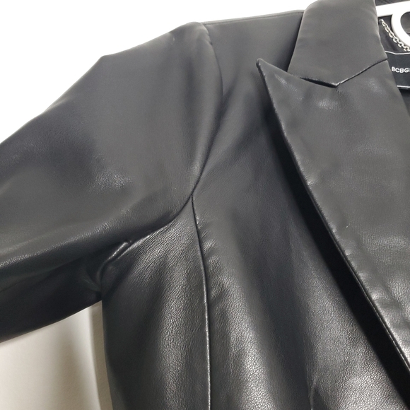 BCBG Maxazria Womens Faux Leather Jacket Small Black Moto Biker Lined - Picture 10 of 16